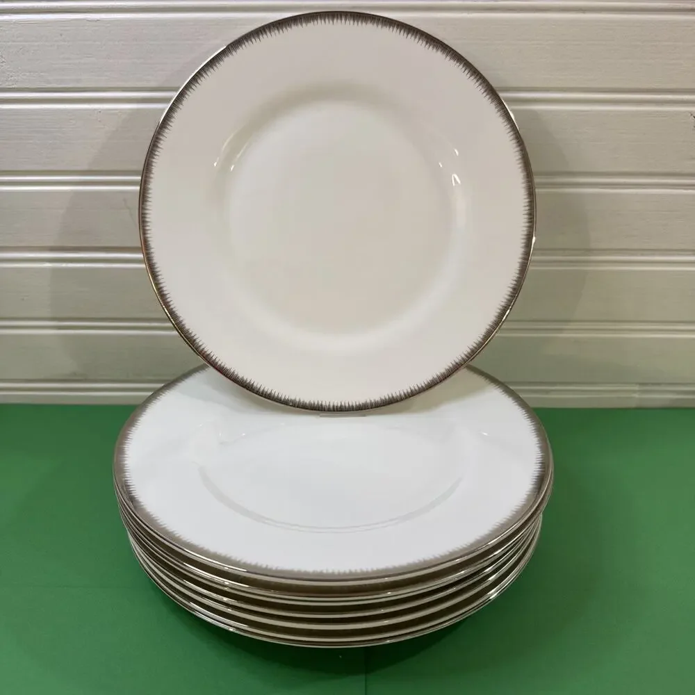 Vintage Wedgwood Silver Aster Salad Plates - Set of 6 - Fine Bone China 8 1/8”